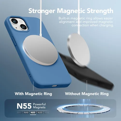 Vista 1824 de GONEZ Funda magnética para iPhone 14, compatible con Magsafe, con protector de pantalla + protector de cámara, forro de microfibra antiarañazos