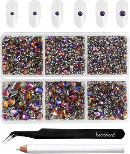 Vista 21 de Beadsland 4300 piezas de diamantes de imitación planos, diamantes de imitación para uñas en color burdeos, cristales redondos para manualidades