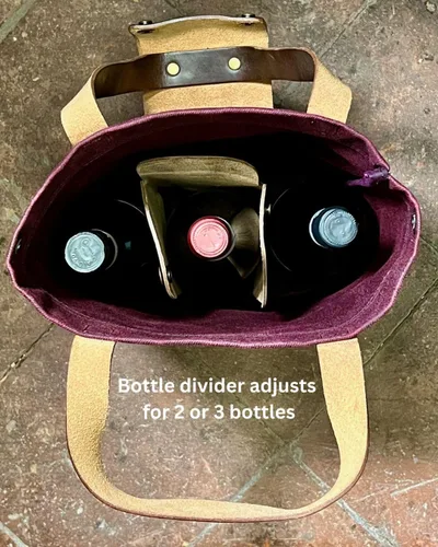 Vista 5 de Bolsa de vino, bolsa de vino de 2 o 3 botellas, resistente, fabricada en EE. UU., Borgoña