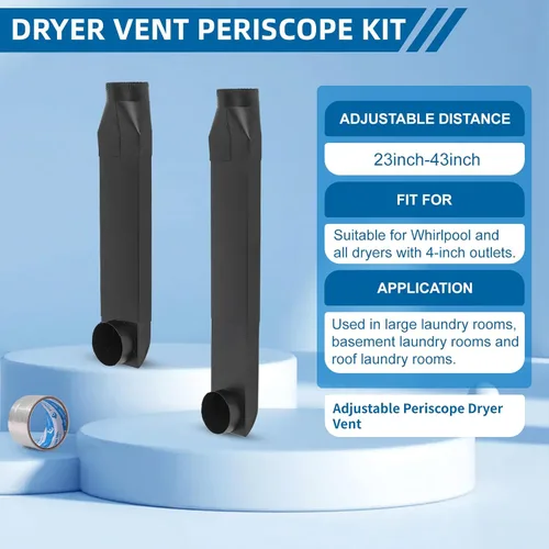 Vista 7 de Ventilación de secadora ajustable de 23 a 43 pulgadas, ventilación telescópica de secadora, salida recta de entrada de 90 ° para Whirlpool y todas