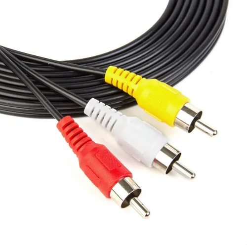 Vista 2 de Cable compuesto RCA de 10 pies para audio/video DVD/VCR/SAT, conectores amarillo/blanco/rojo, 3 machos a 3 machos