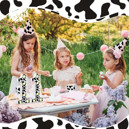 Vista 6 de VIHOSE Números con estampado de vaca clara, centros de mesa de cumpleaños, decoración de granja, letrero luminoso con números para fiesta temática