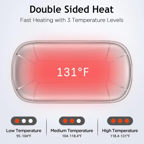 Vista 9 de Hand Warmers Rechargeable, Portable Electric Hand Warmer, Double-Sided Heating USB Pocket Heater Therapy Great for Raynauds, Hunting, Golf, Camping