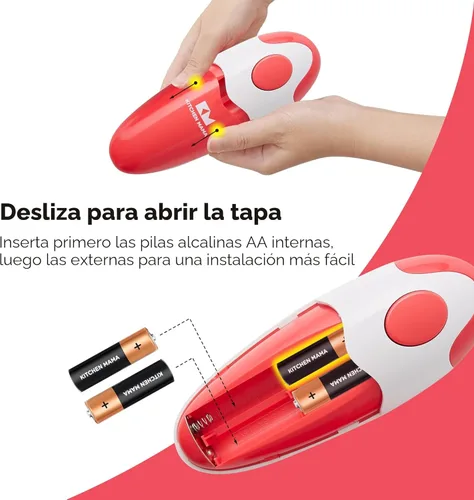 Vista 5 de Kitchen Mama Abrelatas Eléctrico Automático: Abre Tus Latas con Una Simple Pulsación de Botón - Automático, Manos Libres, Borde Liso, Funciona