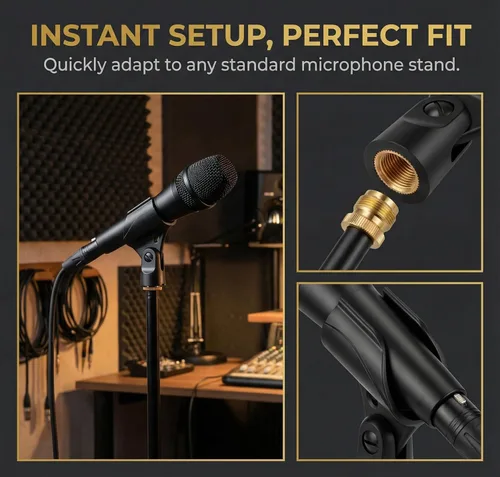 Vista 8 de Soporte universal para clip de micrófono, viene con adaptador de tornillo macho de 5/8 pulgadas a hembra de 3/8 pulgadas adecuado para micrófonos