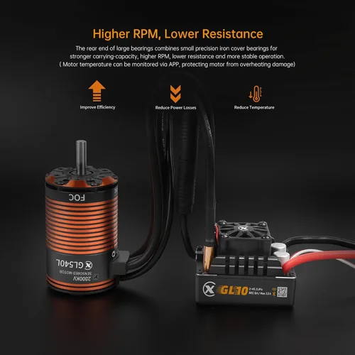 Vista 5 de XC GL540L & GL10 APP Controles 1/10 Crawler Off Road FOC ESC y combo de motor sin escobillas sensor, corriente de 80A, Lipo 2-4S, 6.0/7.4V BEC, IP67