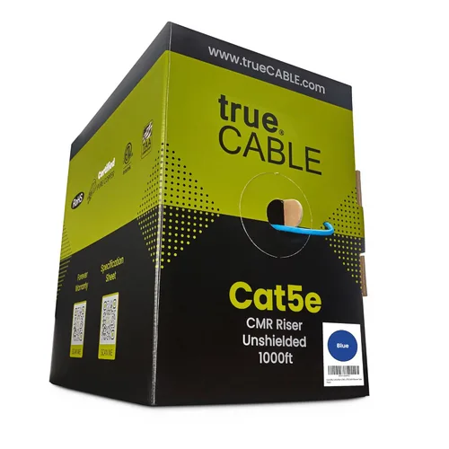 Vista 13 de trueCABLE - Elevador blindado Cat5e (CMR), 1000 pies, blanco, 24 AWG cobre sólido desnudo, 350 MHz, PoE++ (4PPoE), listado ETL, escudo general