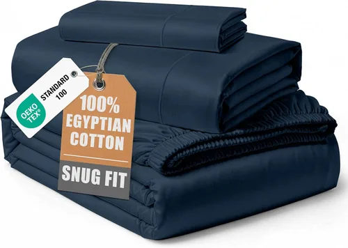 Vista 99 de LANE LINEN - Sábanas individual 100% algodón egipcio suave, cómodo y grueso de calidad de hotel, costuras reforzadas totalmente elásticas, sin