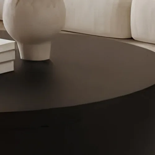 Vista 6 de Juego de 2 mesas auxiliares redondas, mesas auxiliares anidables con almacenamiento, juego de mesa de sala de estar, mesa central de madera moderna