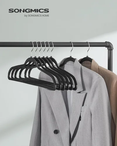 Vista 2 de SONGMICS Perchas de ropa, paquete de 50 perchas de plástico, ahorro de espacio, color negro, UCRP50B