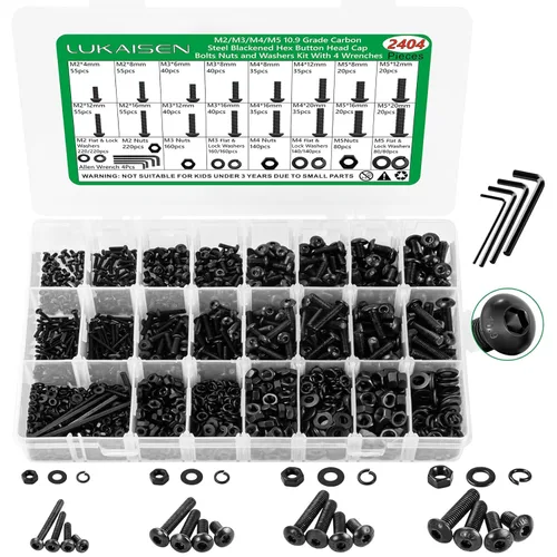 Vista 12 de 860 piezas Juego de surtido de tornillos métricos, tornillos de máquina M2 M3 M4 M5 con tuercas de bloqueo y arandelas planas, acero de aleación