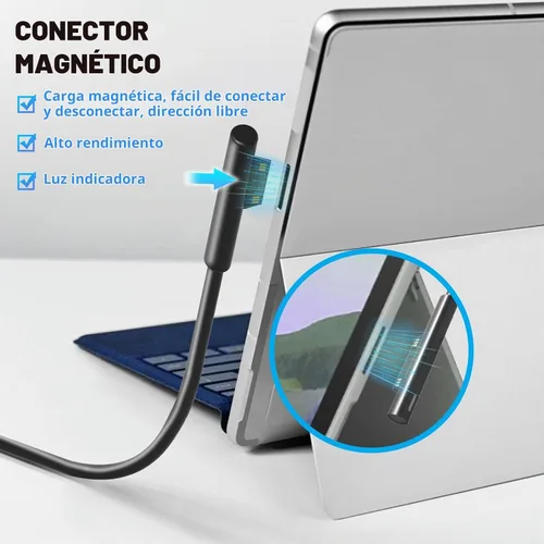 Vista 5 de Cargador de 127 W para Microsoft Surface Book 3 2 1, Surface Laptop 7 6 5