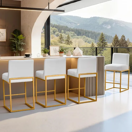 Vista 31 de Taburetes de bar de altura de mostrador, juego de taburetes de bar de piel sintética de 3,26 pulgadas, taburetes de cocina modernos con respaldos