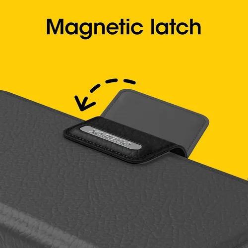 Vista 4 de OtterBox Funda para iPhone 14 Pro Max (solamente) Strada Series - SHADOW (negro), tarjetero, cuero genuino, fácil de guardar en el bolsillo