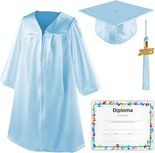 Vista 6 de Class Act Graduation Shiny Kindergarten Preschool Graduation Cap Gown with 2023 Matching Tassel and Diploma Certificate