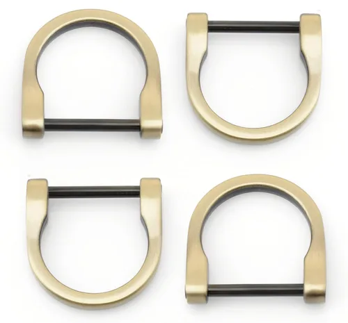 CRAFTMEMORE Anillos en D con grillete de herradura con tornillo, anillo en D, accesorios para monedero para correa de 1 pulgada, paquete de 4 (latón