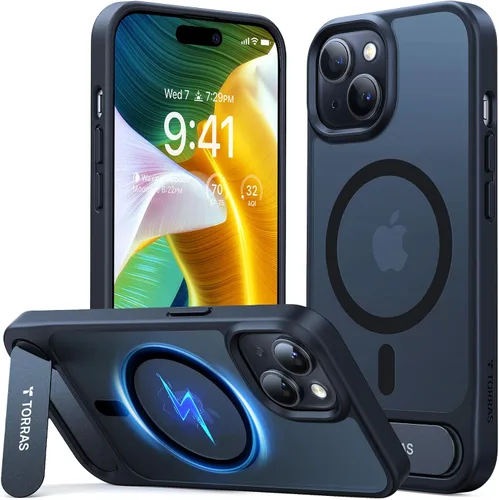 Vista 25 de TORRAS Funda para iPhone 13 Pro Negro Translúcido Magnético Fuerte y Soporte Sin Costuras, Compatible con MagSafe, Protección contra Caídas