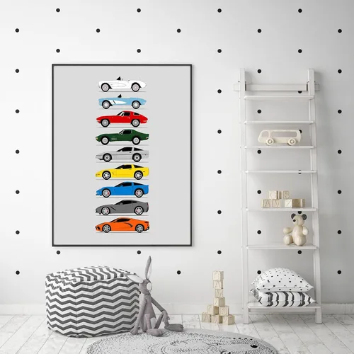 Vista 5 de Idea Network Póster hecho a mano compatible con Chevy Corvette Generations (perfil lateral) impresión de Chevrolet (C1 C2 C3 C4 C5 C6 C7 C8)