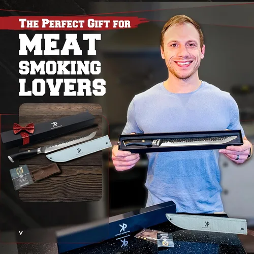 Vista 4 de Kitchen perfection 12" Cuchillo hecho a mano para carne de pechuga, cuchillo de barbacoa para cortar, rebanar y trinchar para hombres – Acero San