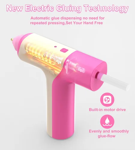 Vista 5 de Pistola de pegamento caliente inalámbrica, dispensación automática de 15 segundos, pistola de pegamento rápida para manualidades con 30 piezas