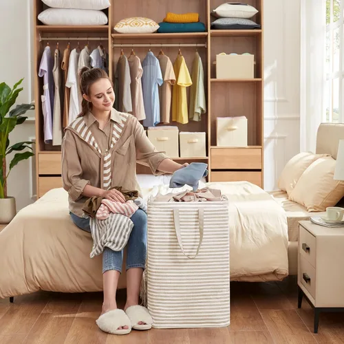 Vista 8 de Lifewit Paquete de 2 Cestas de Ropa Grandes Plegables, Cestas de Lavandería Independientes Impermeables con Asas de Fácil Transporte para Cuarto