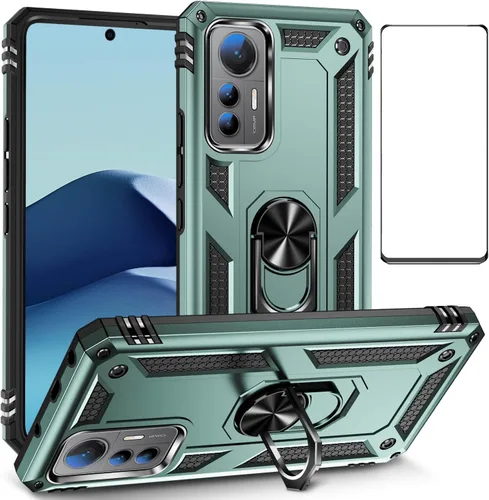 Vista 49 de Funda para Xiaomi POCO X3 NFC /X3 Pro con protector de pantalla, armadura de protección militar híbrida resistente a prueba de golpes, funda Negro