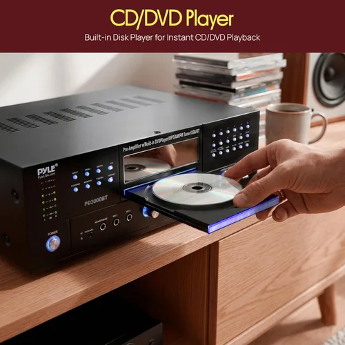 Vista 4 de Pyle Receptor amplificador Bluetooth de cine en casa de 4 canales, altavoz estéreo de 3000 W, receptor de audio para el hogar con radio, USB, 2