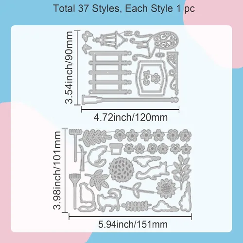 Vista 6 de GLOBLELAND Flower Garden Metal Die Cuts Cat Garden Cut Dies Metal Stencils for DIY Scrapbooking Cards Metal Cutting Die for Photo Album Decor Flower