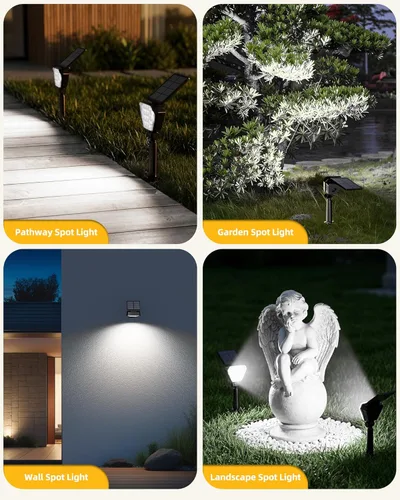 Vista 6 de T-SUN Luces solares para exteriores, impermeables, IP65, paquete de 6 luces LED solares que cambian de color, IP65, impermeables, inteligentes