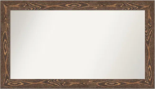 Vista 78 de Amanti Art Espejo de baño marrón para sobre fregadero, 26 x 26 pulgadas, espejo de tocador cuadrado marrón rústico Alexandria, marco de madera