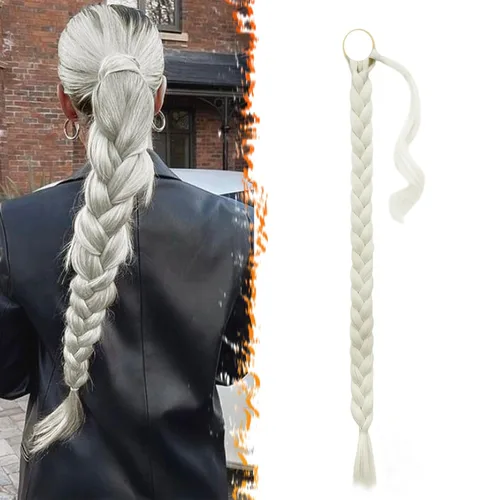 Vista 32 de Barsdar Extensión de 26 Pulgadas de Cola de Caballo Trenzada Larga con Banda Elástica - Extensiones de Cabello en Cola de Caballo Recta y Elegante