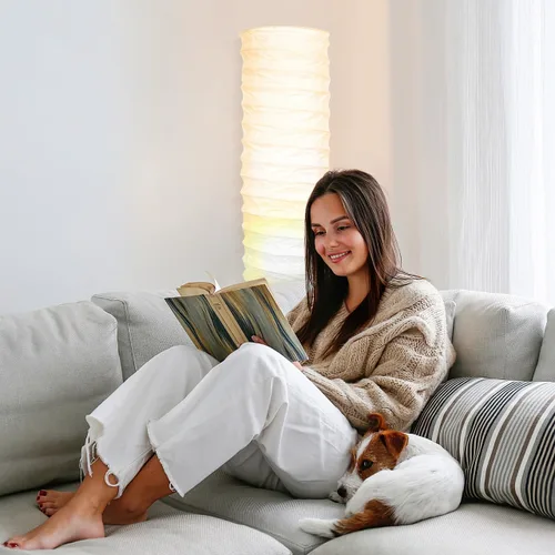 Vista 7 de Pantalla de lámpara de papel, 1 unidad, pantalla de papel para lámpara de pie, estilo nórdico, simple, japonés, cubierta de luz, protector