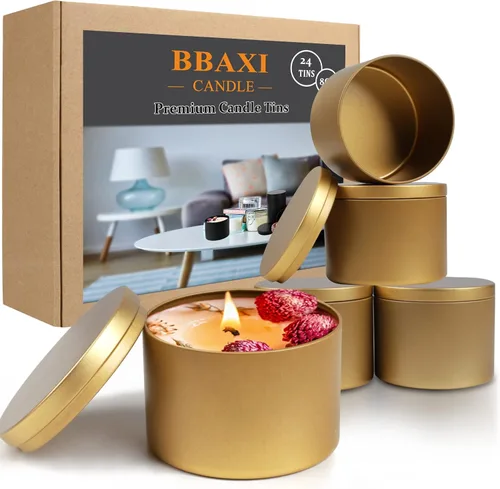Vista 12 de BBAXI Latas de velas blancas de 4 onzas, 24 piezas, lata de vela vacía negra con tapas para hacer velas caseras, frascos de velas blancas mate