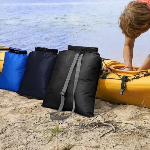Vista 6 de Juego de bolsas secas impermeables de 15 L+ 8 L +5 L+4 L+3 L+ 2 L y correa de hombro larga ajustable para kayak, rafting, canotaje, senderismo