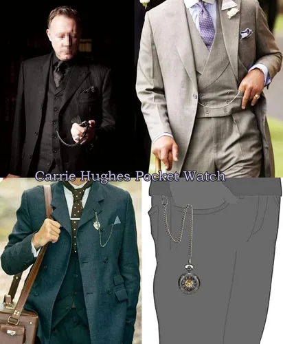 Vista 6 de Carrie Hughes Mens Vintage Mechanical Pocket Watch with Chain Dad Gift Grandpa Gift