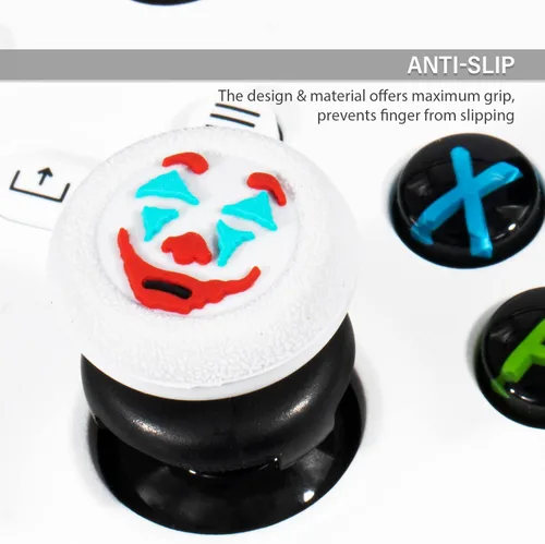 Vista 5 de Extensor de palanca de pulgar FPS y cubierta de agarre de silicona de goma, 2 juegos para Xbox Series XS y Xbox One Controller (Joker White)