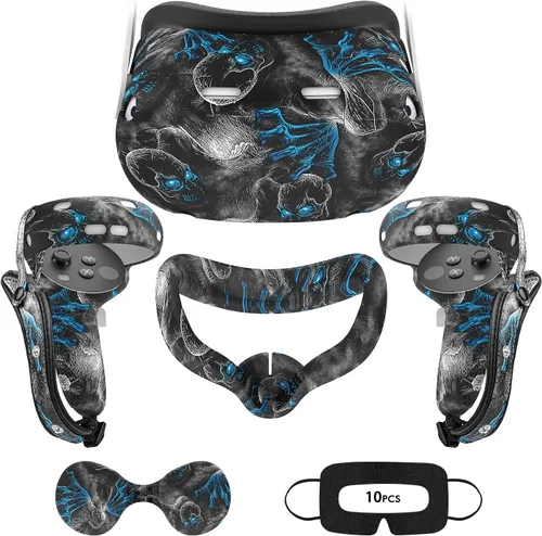 Vista 15 de VR Accessories for Oculus Quest 2, Silicone Face Cover/Controller Grip Cover/VR Shell Cover/Lens Cover/10PCS Disposable Eye Cover are Included in VR