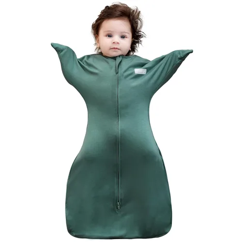 Vista 27 de PuppyPaws - Saco de dormir para bebé, 1.5 TOG, envolvente de transición con mangas largas con brazos hacia arriba y puños de manoplas, saco