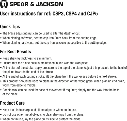 Vista 6 de Spear & Jackson CJP5 Carpinteros No.5 Jack Plane