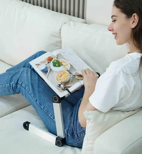 Vista 10 de Soporte de libro para lectura, soporte de libro con base giratoria de 360° para leer manos libres, soporte de libro de cocina, soporte de base