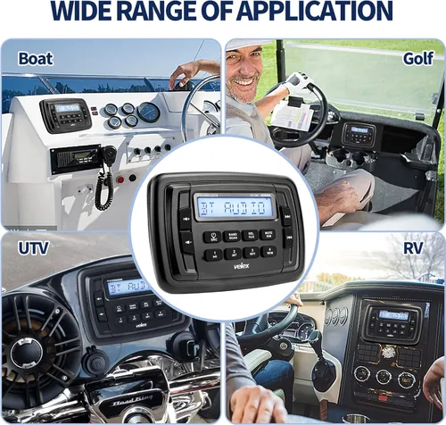 Vista 6 de Velex Powersport Radio estéreo marina AM FM sintonizador estéreo 4 x 45 W Bluetooth Streaming UTV ATV