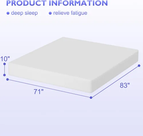 Vista 103 de PayLessHere Colchón matrimonial de espuma viscoelástica de gel de 12 pulgadas con tela suave transpirable y lavable, funda con cremallera, colchón