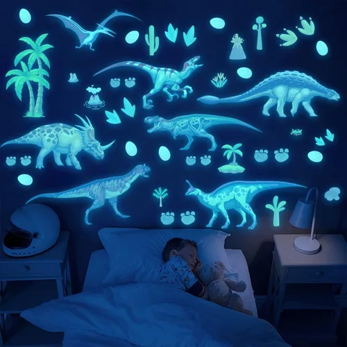 Vista 10 de Calcomanías de pared de construcción que brillan en la oscuridad, calcomanías de pared de construcción luminosas, calcomanías autoadhesivas que