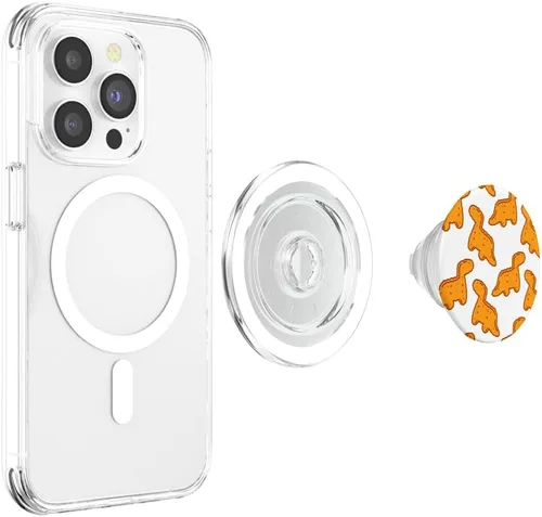 Vista 3 de Lindo dinosaurio T-Rex patrón de pepita de pollo divertido tiranosaurio PopSockets PopGrip: agarre intercambiable para teléfonos y tabletas