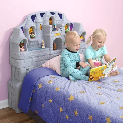 Vista 5 de Simplay3 Imagination - Cabecera de castillo de plástico tamaño individual para niños pequeños, niños y niñas con área de almacenamiento de juguetes