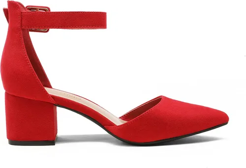 Vista 5 de DREAM PAIRS ANNEE - Zapatos de tacón bajo y grueso con punta puntiaguda