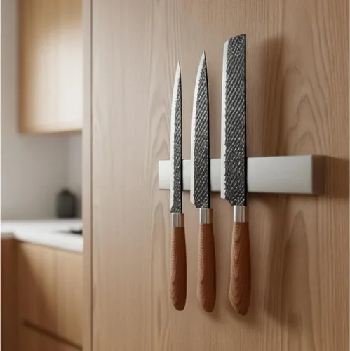 Vista 7 de Soporte magnético para cuchillos de 8 pulgadas para pared sin taladro - Tira magnética de acero inoxidable mejorada con tipo 3M, barra de tira