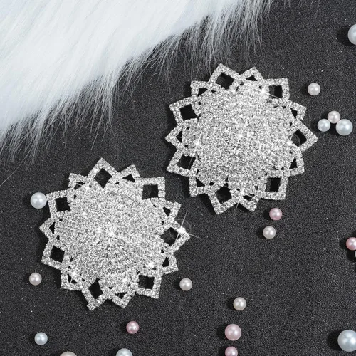 Vista 2 de CheerHP Cubiertas de empanadas de diamantes de imitación - Pegatinas reutilizables de borla de cristal de diamante pastoso regalo pétalos de Navidad