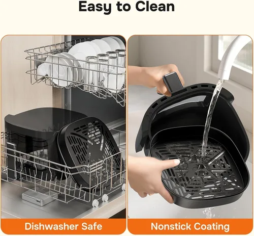 Vista 6 de Simple Deluxe 12 en 1 Freidora de aire 6.34 Qt, Freidora digital con ajustes preestablecidos y ventana visible, cesta antiadherente y apta