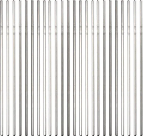 Vista 3 de Paquete de 50 pajitas de metal reutilizables, pajitas rectas de acero inoxidable de 8.5 pulgadas para vasos Yeti Rtic de 20, 24, 30 onzas